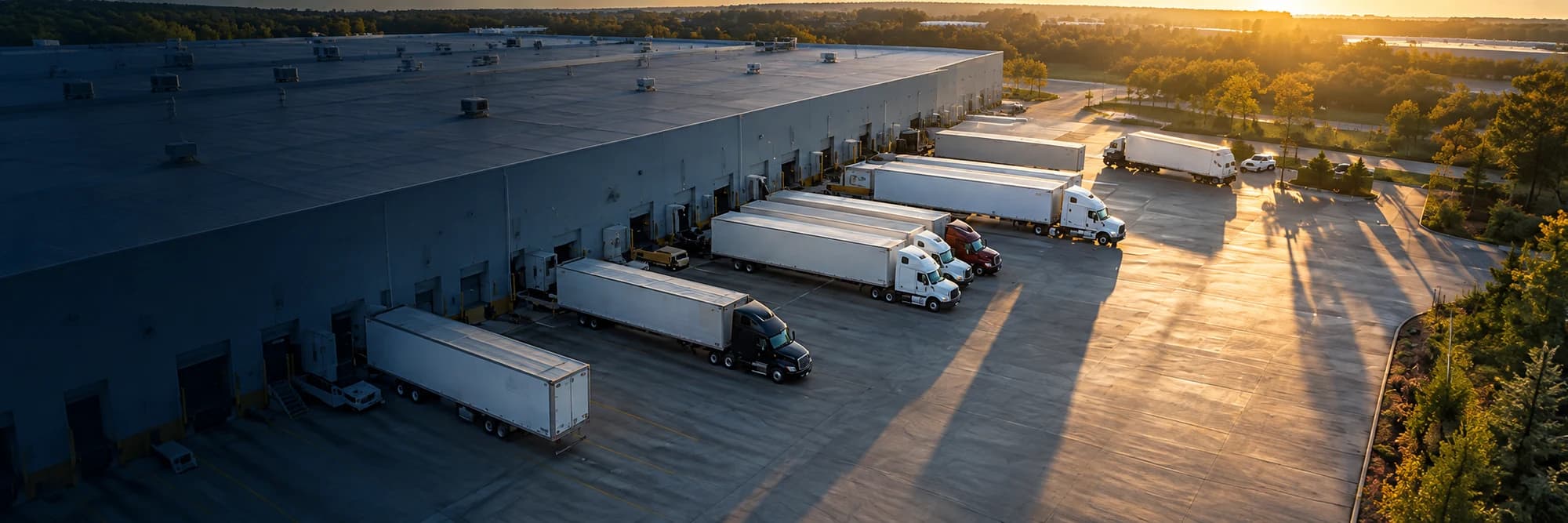 Trucks at a logistics hub